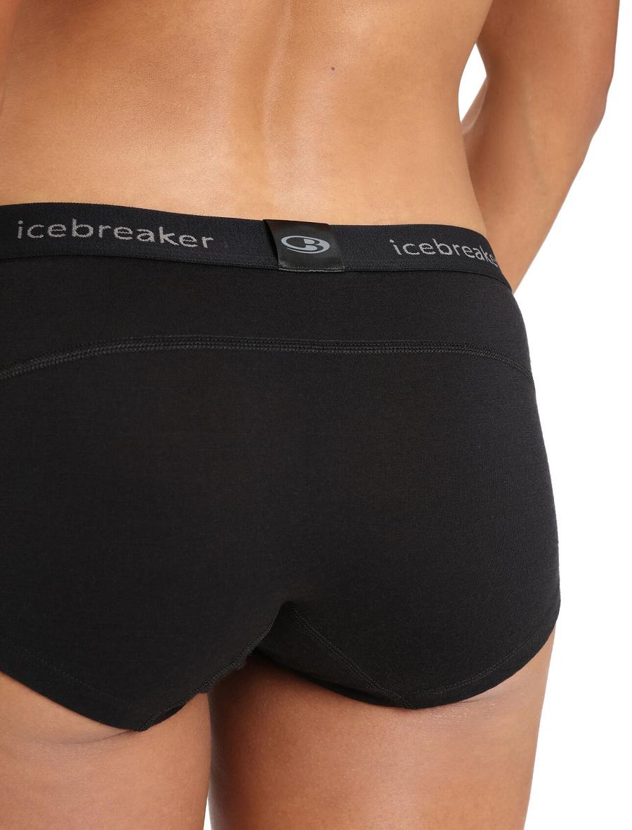 Black Icebreaker Merino 200 Oasis Thermal Boy Shorts Women's Underwear | AU 1685XYUF